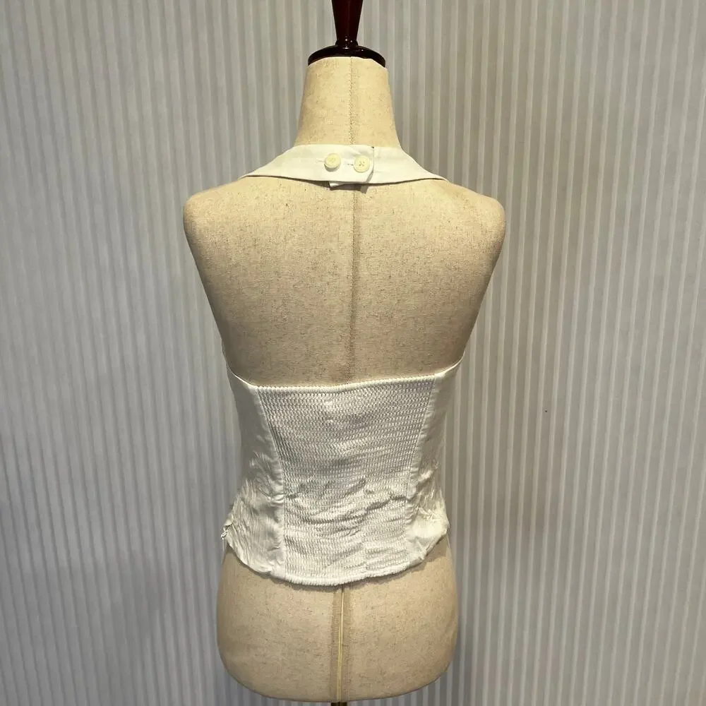 ARITZIA Women's Wilfred Whisper Linen Halter Top Size S In White - Picture 5 of 15